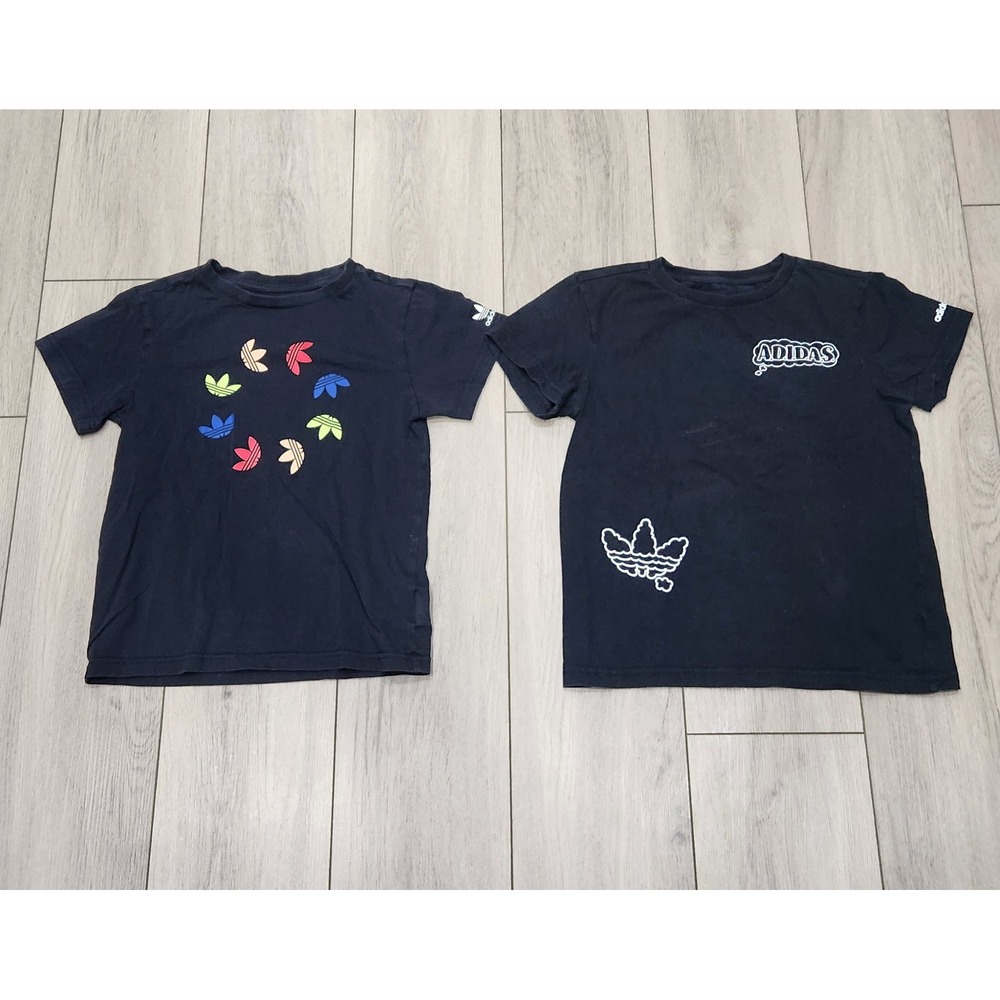 Adidas Originals Youth Black Graphic T-Shirt Bundle Trefoil Sneaker Size S 9/10y